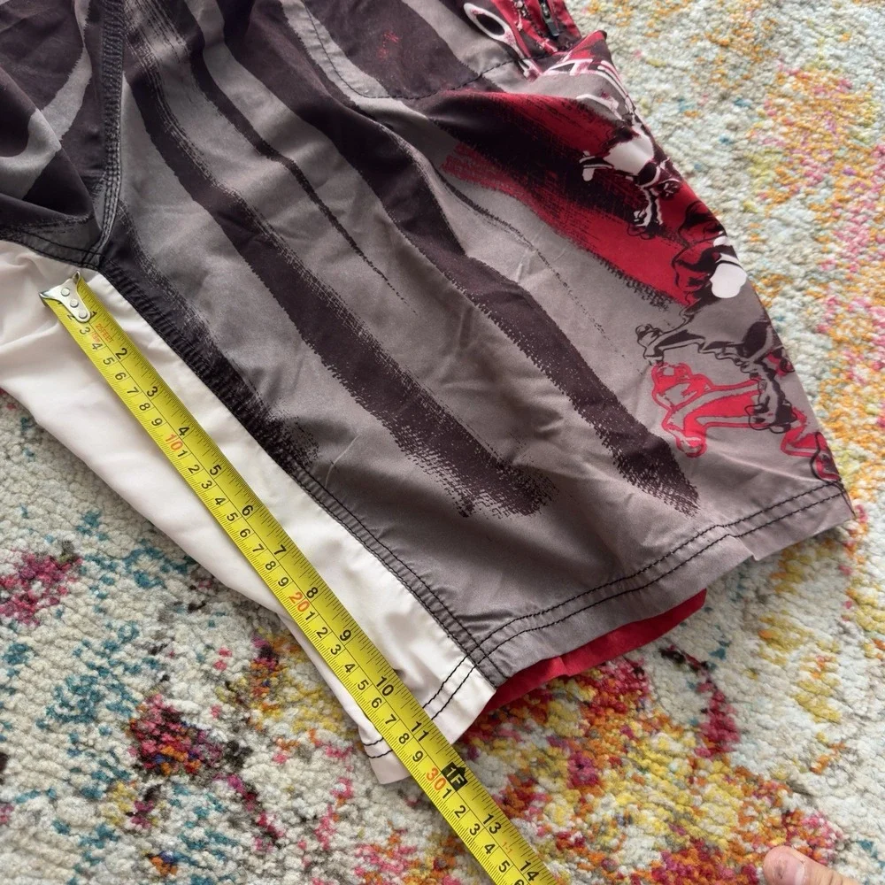 Vintage Y2K Oakley Graphic Board Shorts Swim Trunks Red‎ Size 36